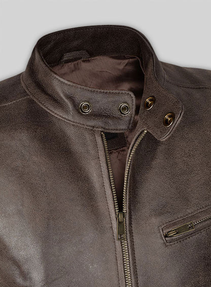 Vintage Gravel Brown Leather Cycle Jacket #3