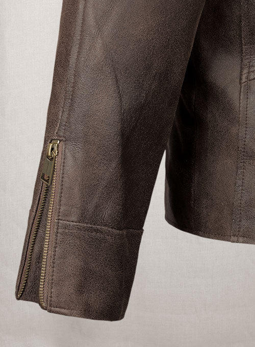 Vintage Gravel Brown Leather Cycle Jacket #3 - LeatherCult