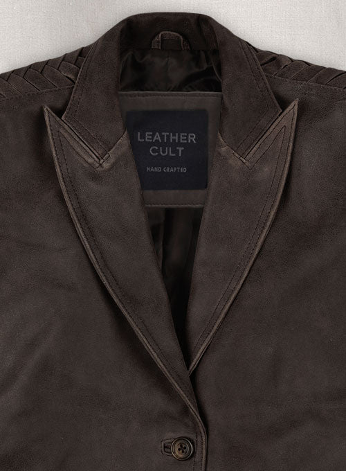 Vintage Brown Grain Eva Mendes Ghost Rider Leather Blazer - LeatherCult
