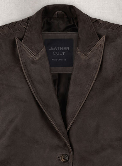 Vintage Brown Grain Eva Mendes Ghost Rider Leather Blazer - LeatherCult
