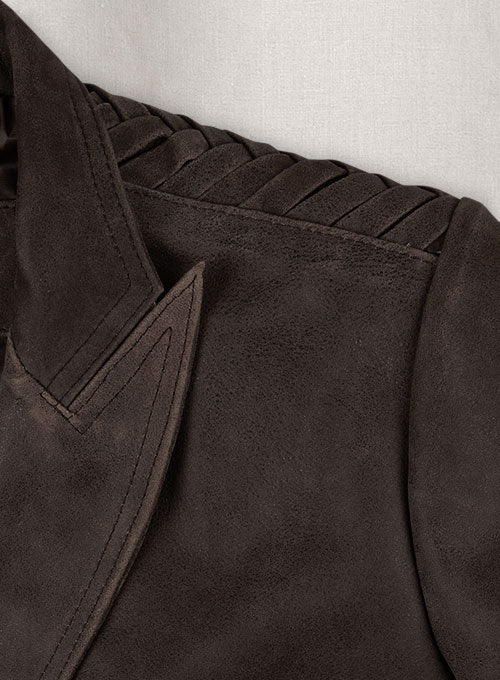 Vintage Brown Grain Eva Mendes Ghost Rider Leather Blazer - LeatherCult