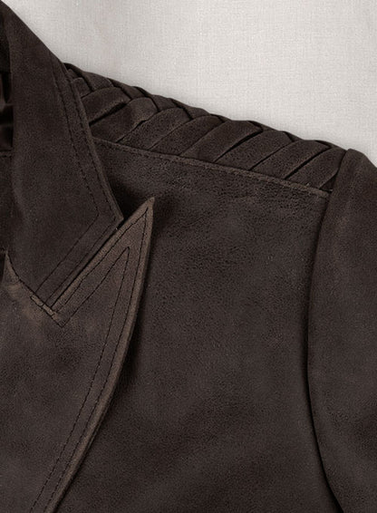 Vintage Brown Grain Eva Mendes Ghost Rider Leather Blazer - LeatherCult