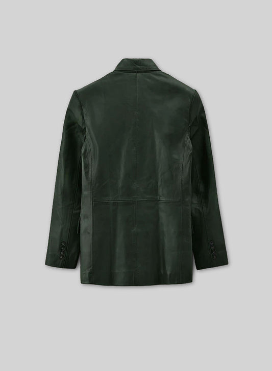 Vintage Green Leather Blazer