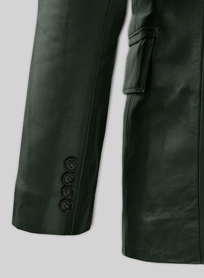 Vintage Green Leather Blazer