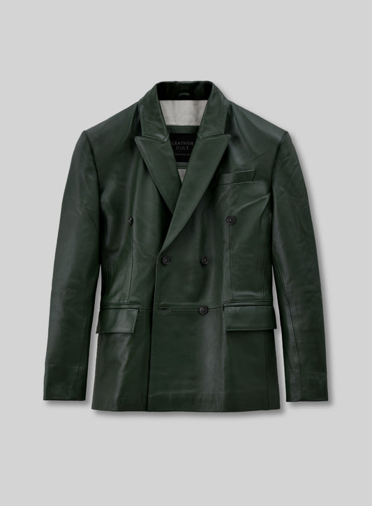 Vintage Green Leather Blazer