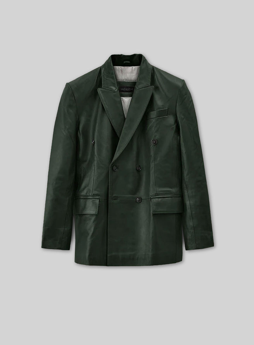Vintage Green Leather Blazer