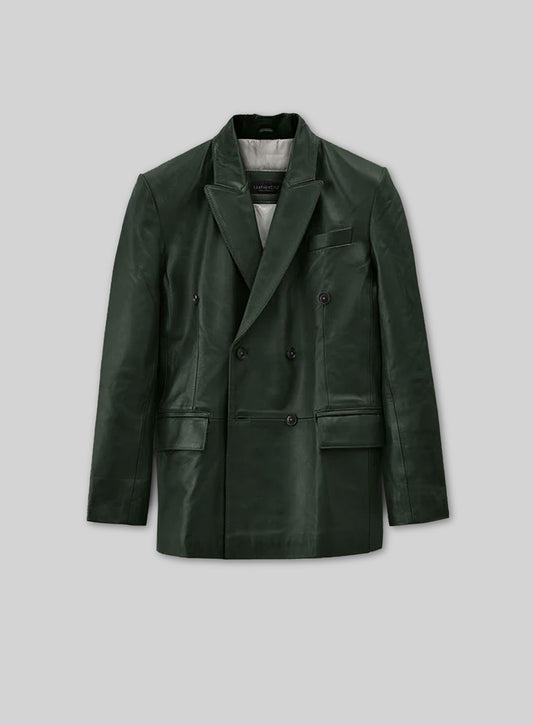 Vintage Green Leather Blazer