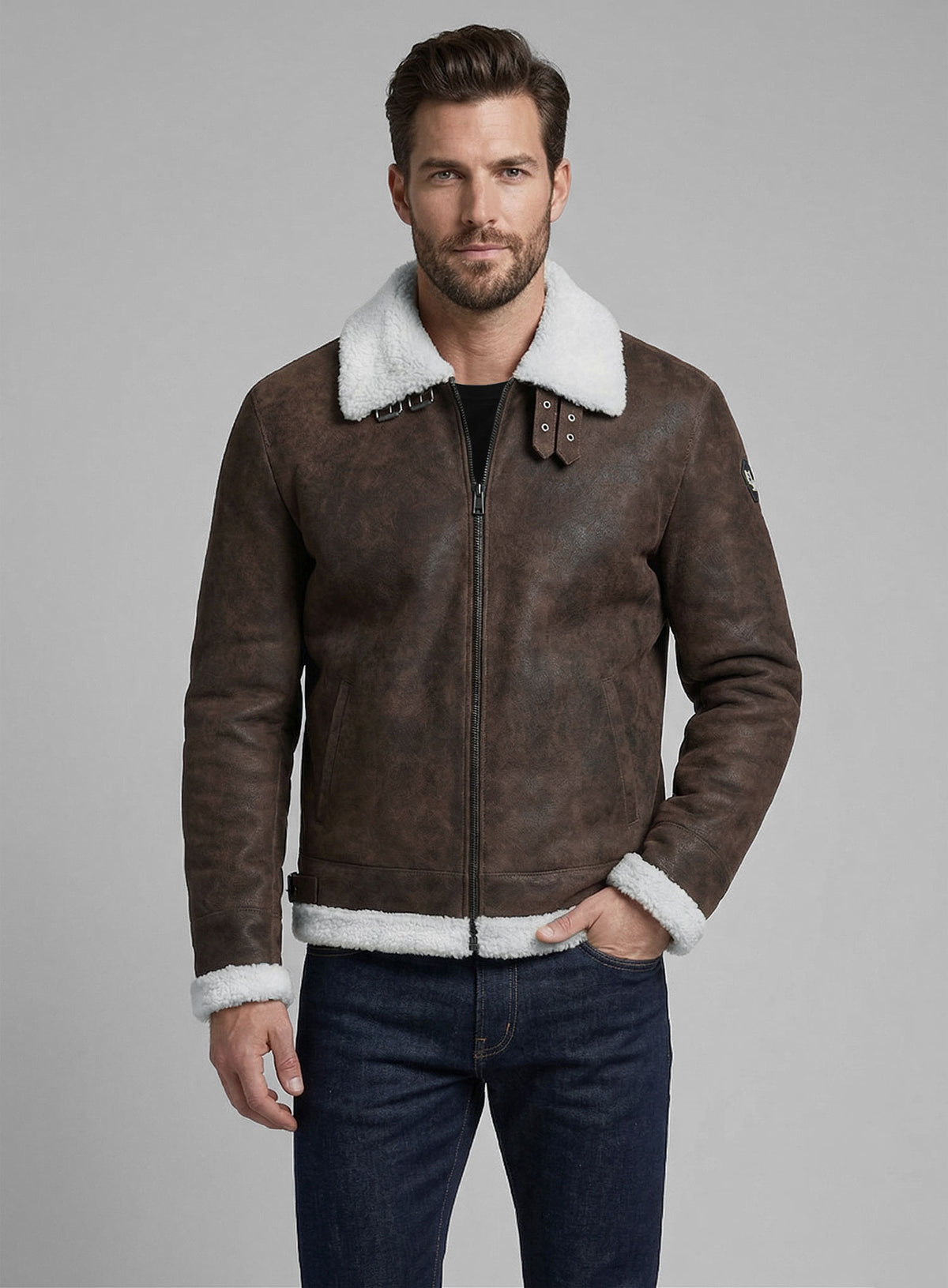 Vintage Brown Aviator Leather Jacket