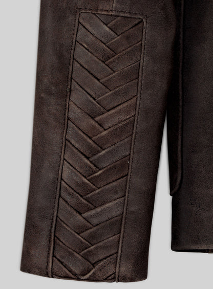 Vintage Brown Grain Eva Mendes Ghost Rider Leather Blazer