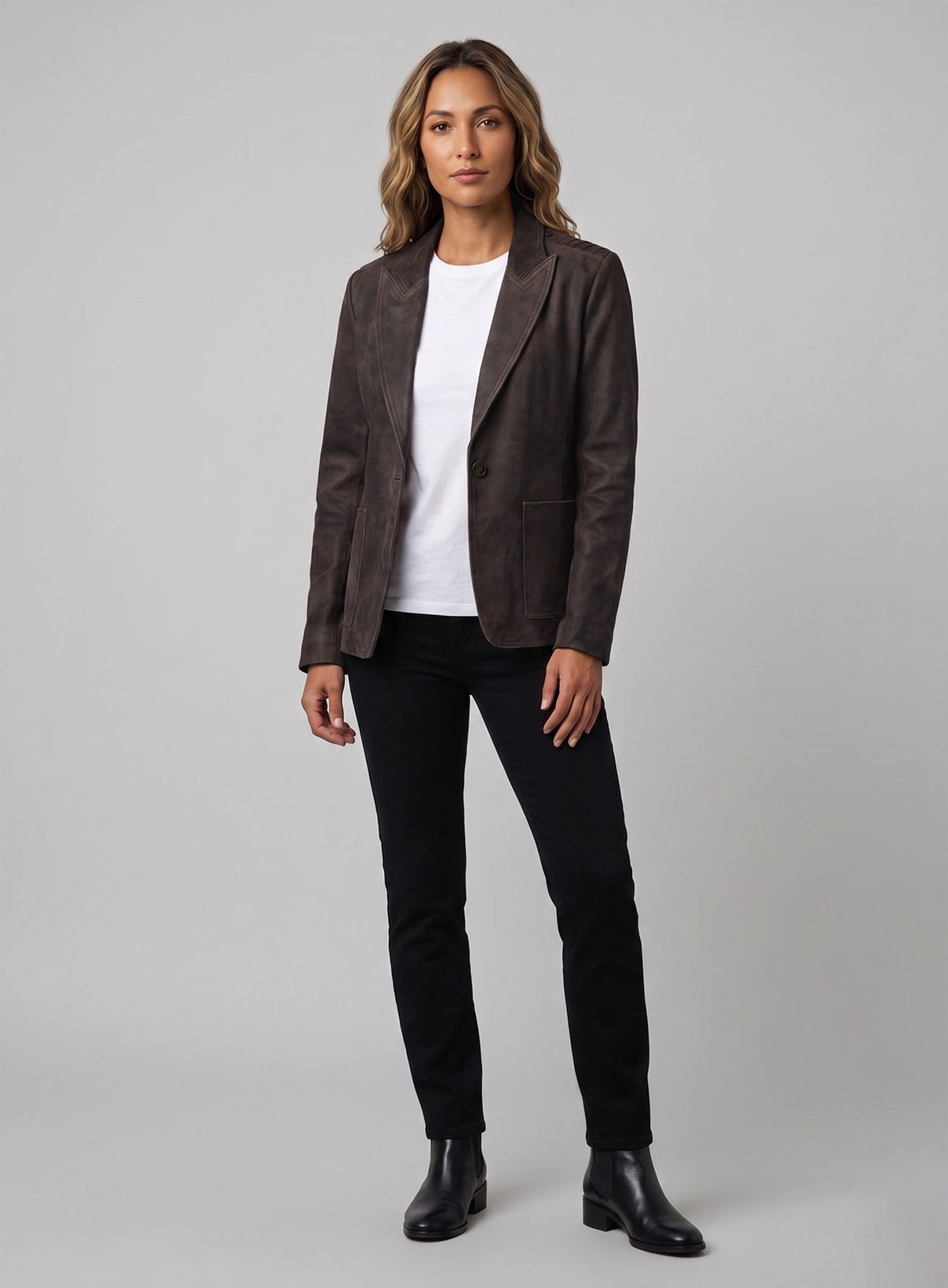 Vintage Brown Grain Eva Mendes Ghost Rider Leather Blazer