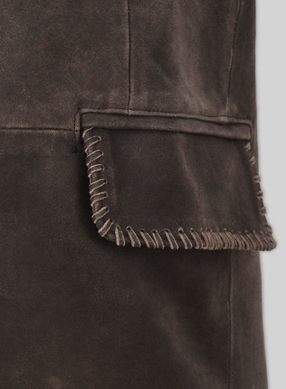 Vintage Brown Grain Medieval Leather Blazer