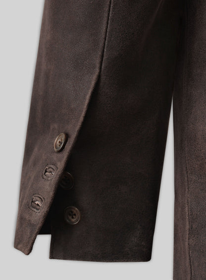 Vintage Brown Grain Medieval Leather Blazer
