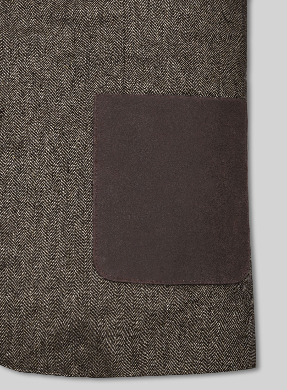 Vintage Dark Brown Herringbone Tweed Leather Combo Blazer # 652
