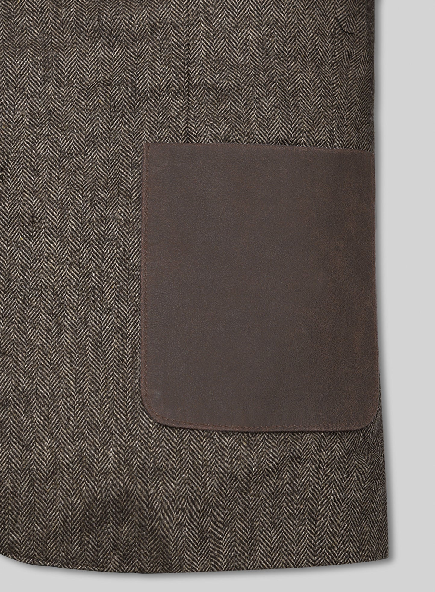 Vintage Dark Brown Herringbone Tweed Leather Combo Blazer # 652
