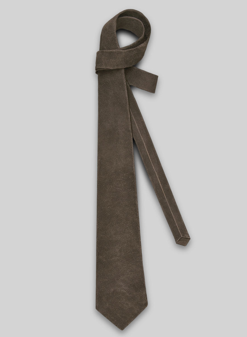 Vintage Gravel Brown Leather Tie