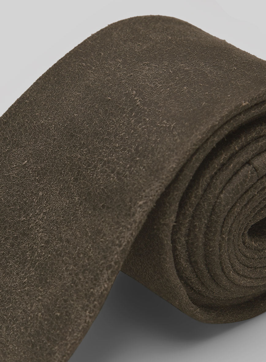 Vintage Gravel Brown Leather Tie