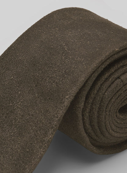 Vintage Gravel Brown Leather Tie