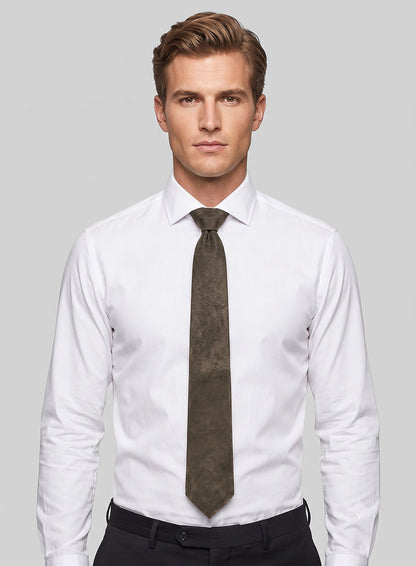 Vintage Gravel Brown Leather Tie