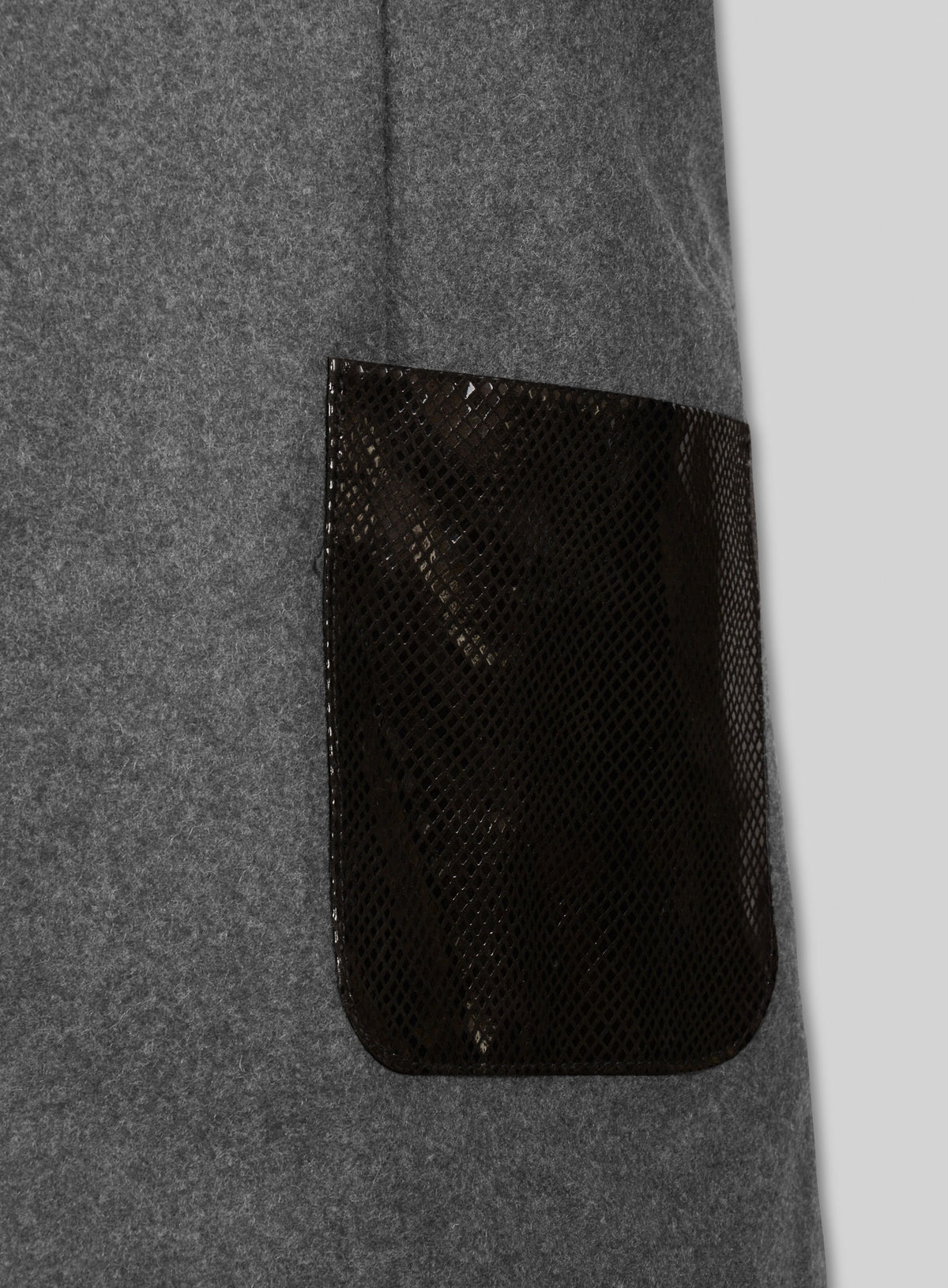 Vintage Plain Dark Gray Tweed Leather Combo Blazer # 652