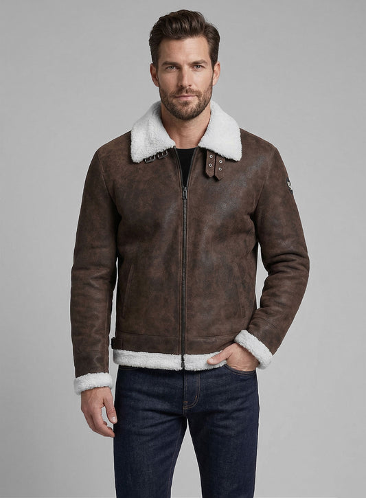 Vintage Brown Aviator Leather Jacket