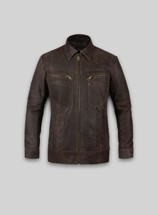 Vintage Brown Grain Leather Jacket # 104