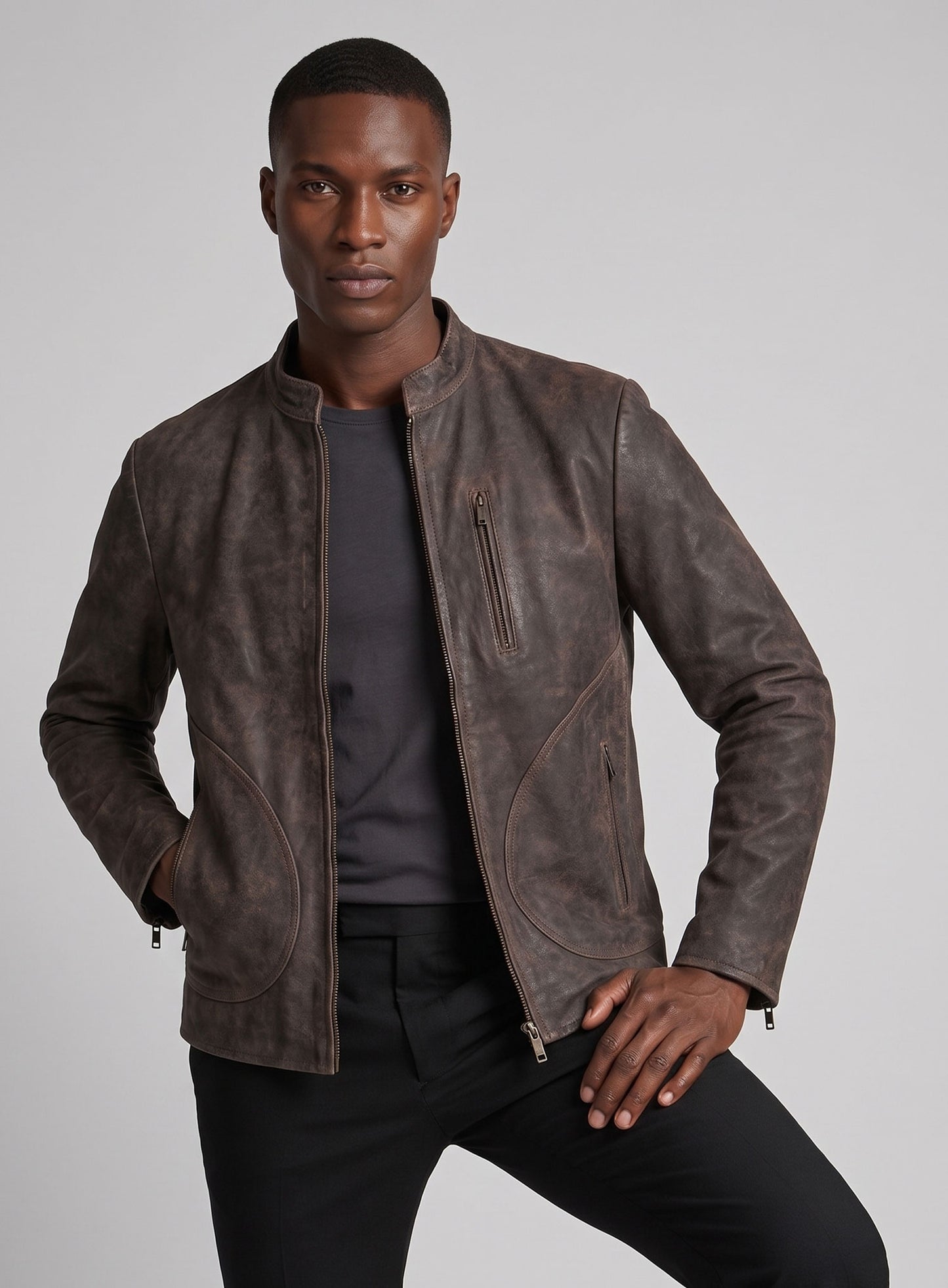 Vintage Brown Grain Rampage Dwayne Johnson Leather Jacket