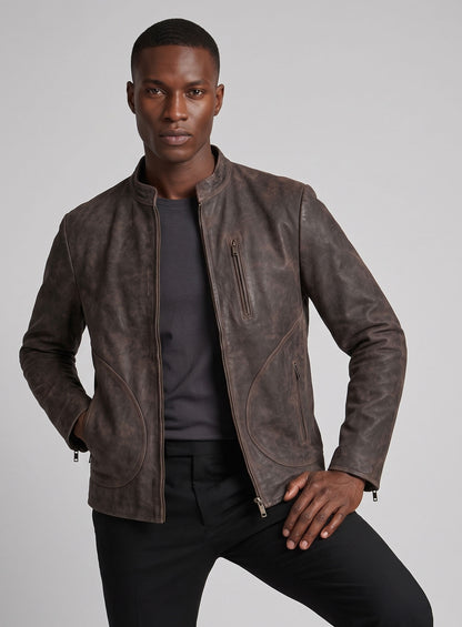 Vintage Brown Grain Rampage Dwayne Johnson Leather Jacket