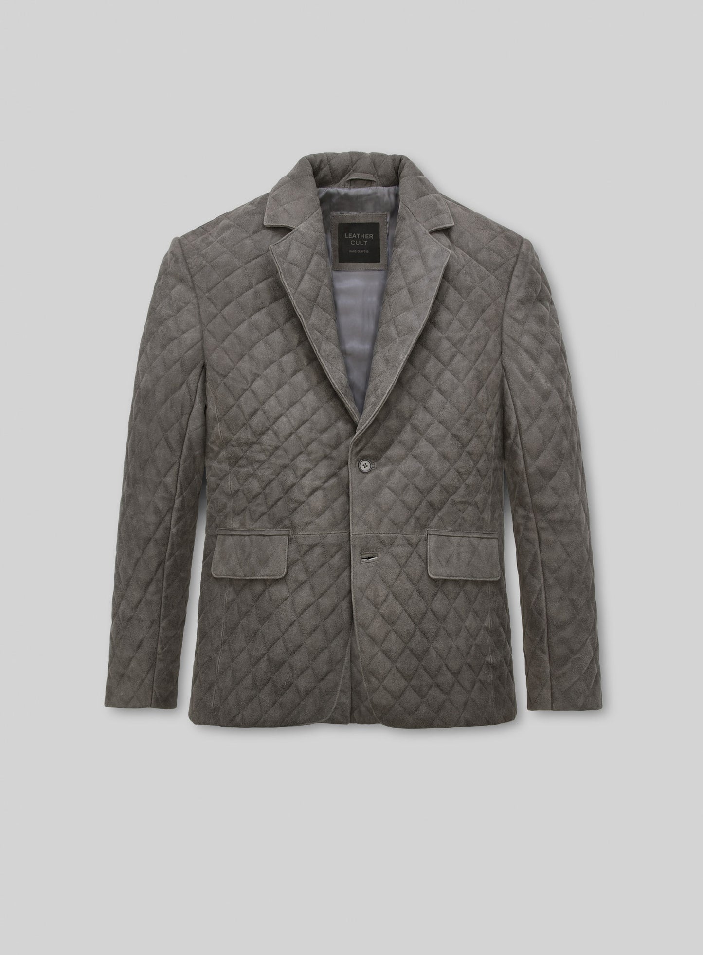 Vintage Dirty Gray Bocelli Quilted Leather Blazer