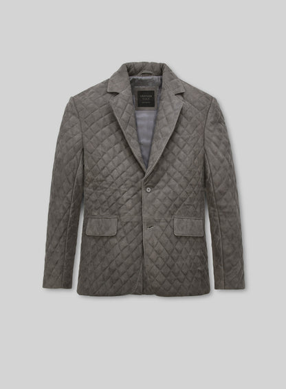 Vintage Dirty Gray Bocelli Quilted Leather Blazer