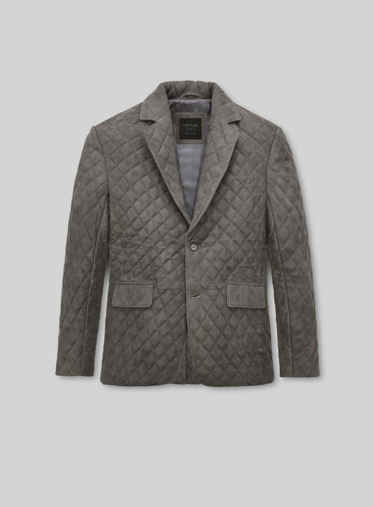 Vintage Dirty Gray Bocelli Quilted Leather Blazer