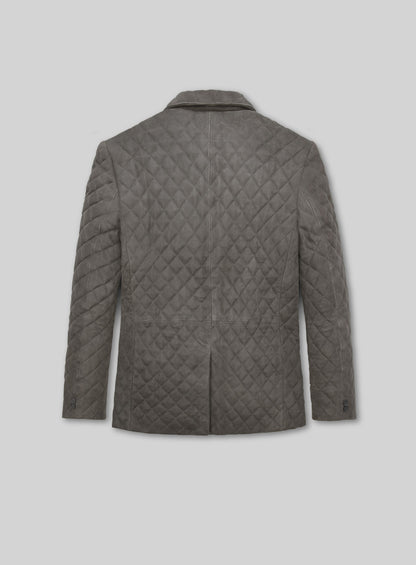 Vintage Dirty Gray Bocelli Quilted Leather Blazer