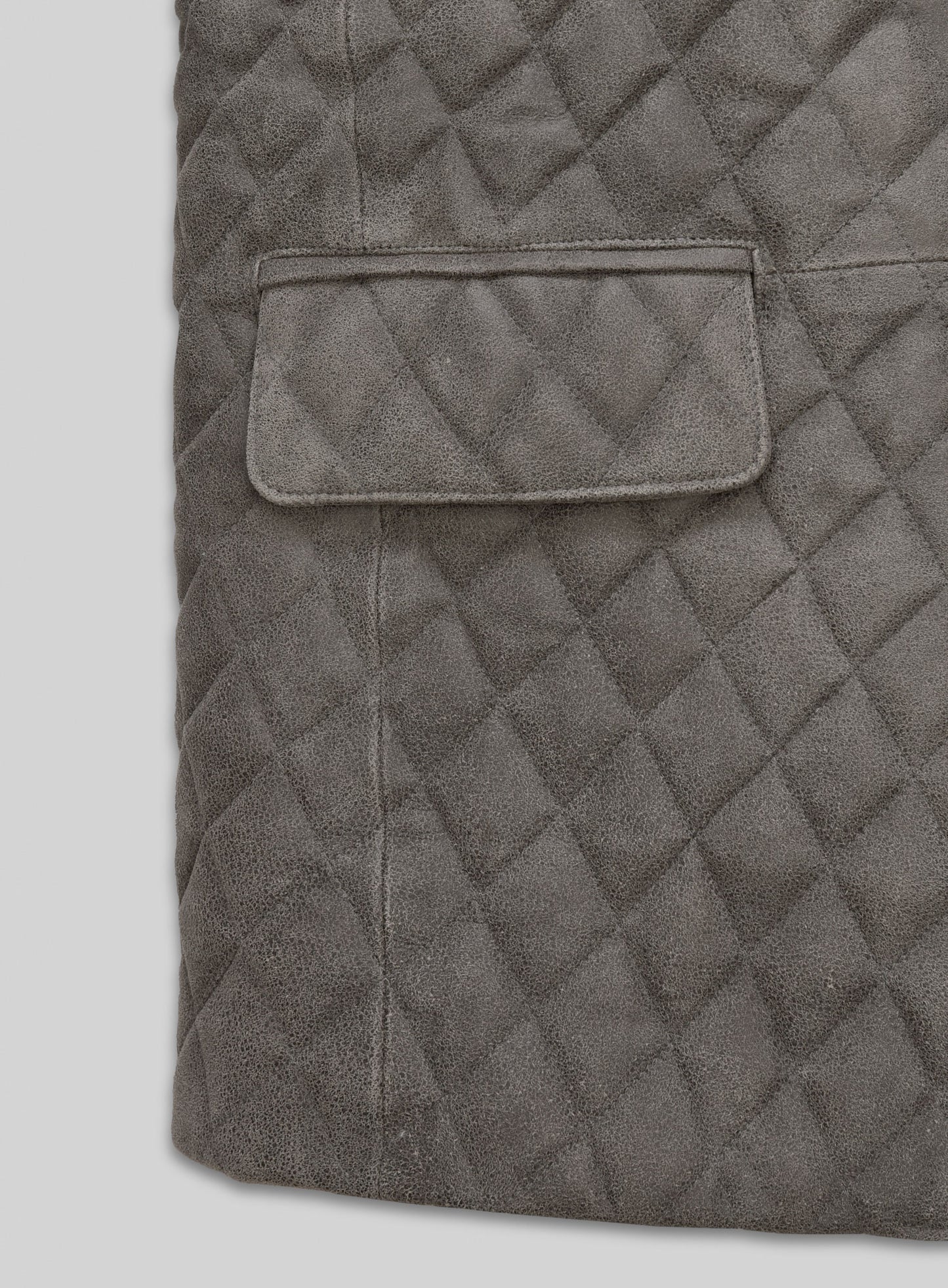 Vintage Dirty Gray Bocelli Quilted Leather Blazer