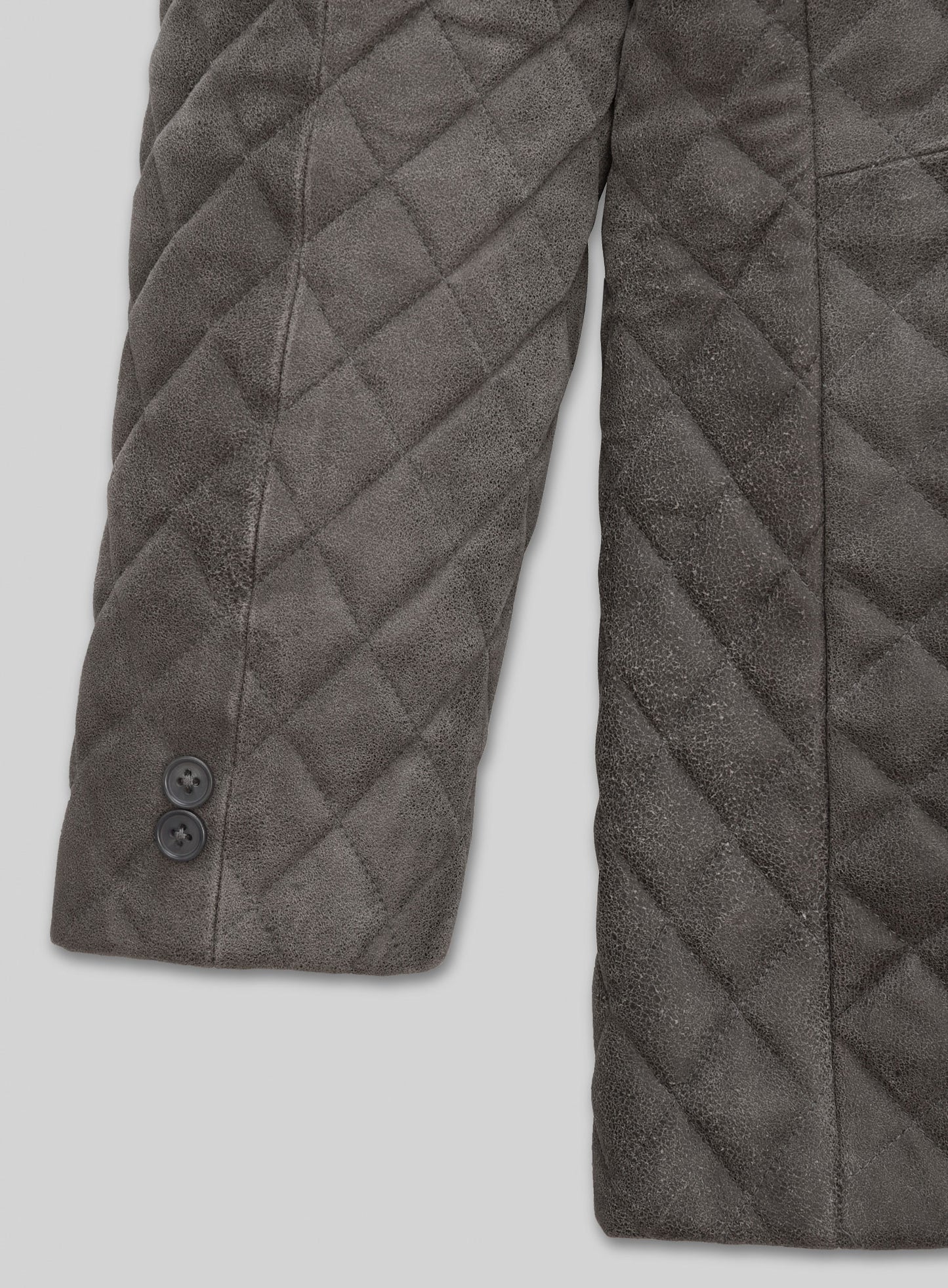 Vintage Dirty Gray Bocelli Quilted Leather Blazer
