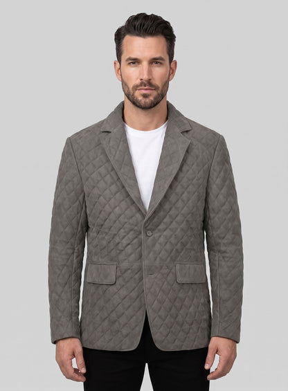 Vintage Dirty Gray Bocelli Quilted Leather Blazer
