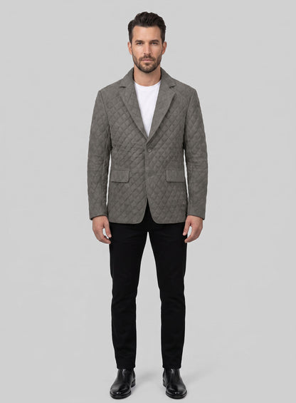 Vintage Dirty Gray Bocelli Quilted Leather Blazer