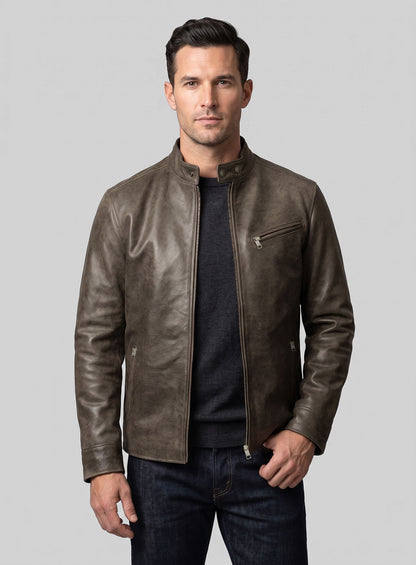 Vintage Gravel Brown Leather Cycle Jacket #3