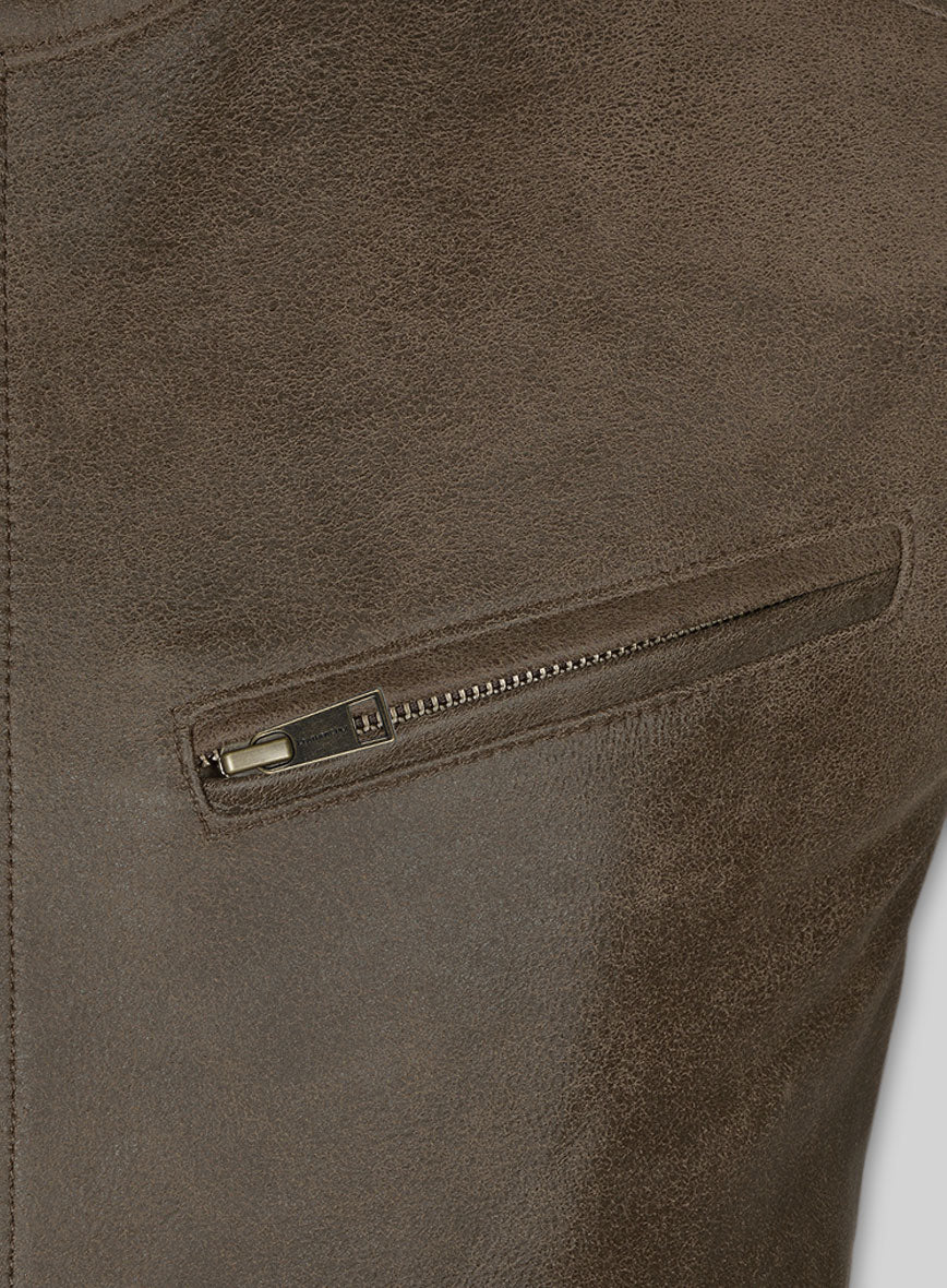 Vintage Gravel Brown Leather Cycle Jacket #3