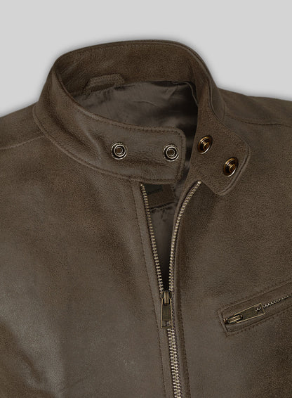 Vintage Gravel Brown Leather Cycle Jacket #3