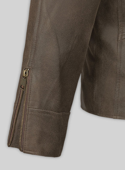 Vintage Gravel Brown Leather Cycle Jacket #3