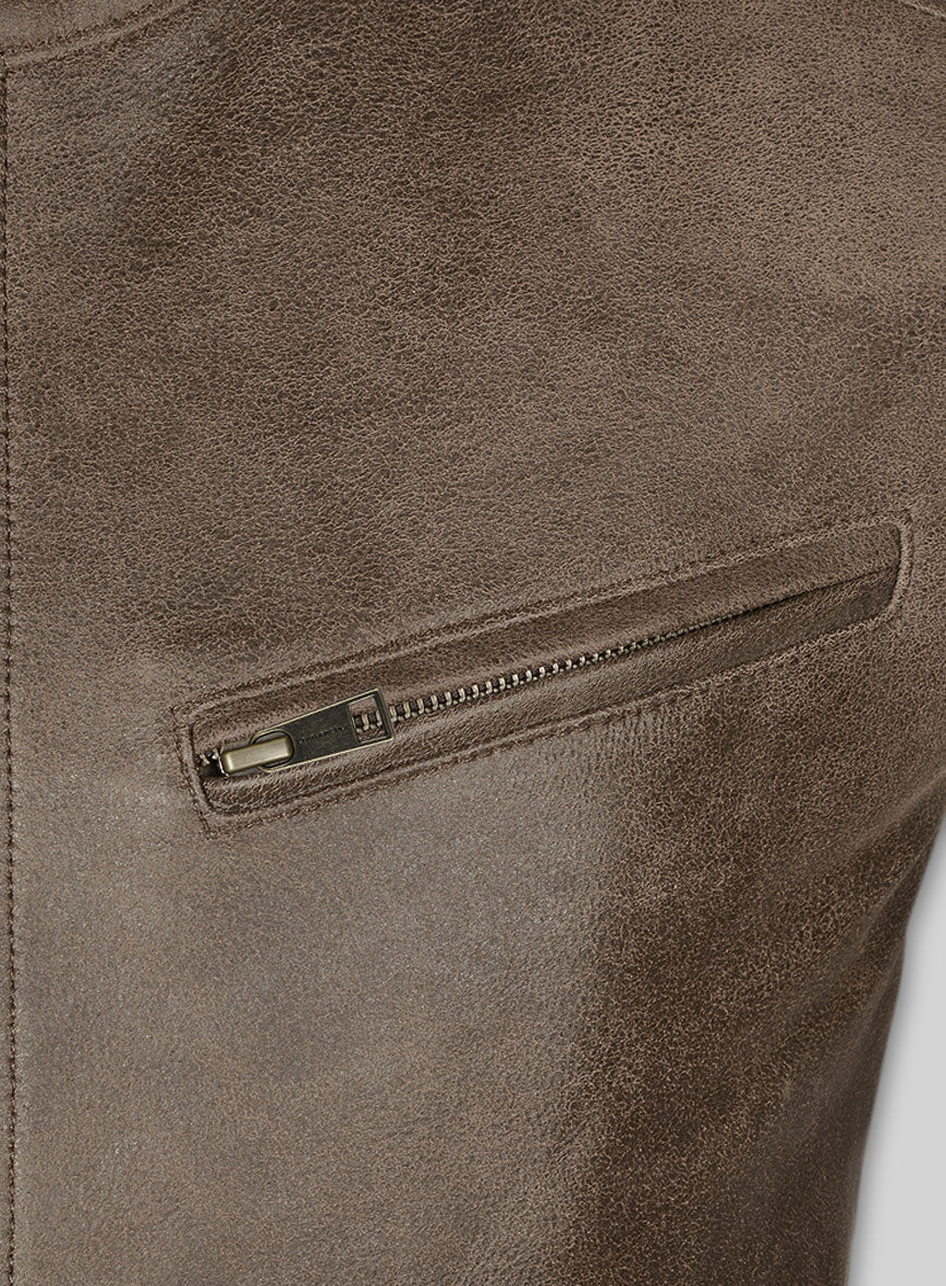 Vintage Gravel Brown Leather Cycle Jacket #3