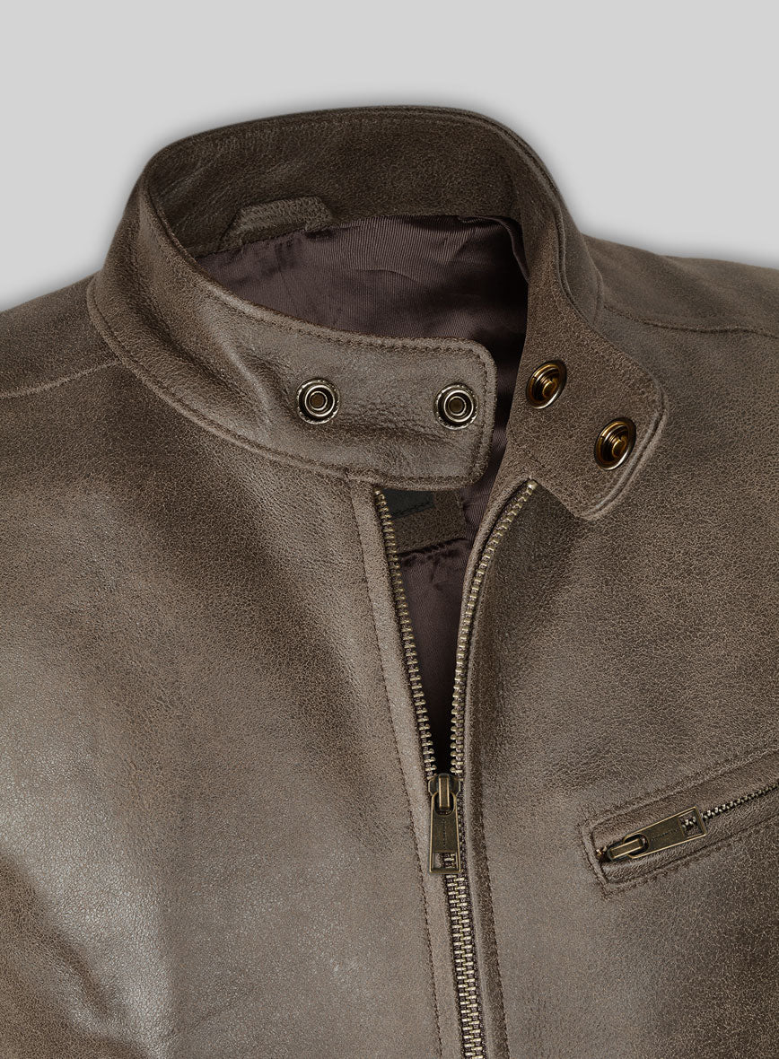 Vintage Gravel Brown Leather Cycle Jacket #3