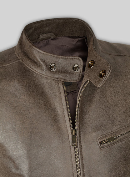 Vintage Gravel Brown Leather Cycle Jacket #3