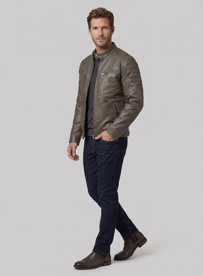 Vintage Gravel Brown Leather Jacket # 657