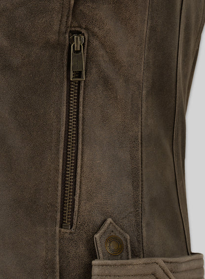 Vintage Gravel Brown Leather Jacket # 263