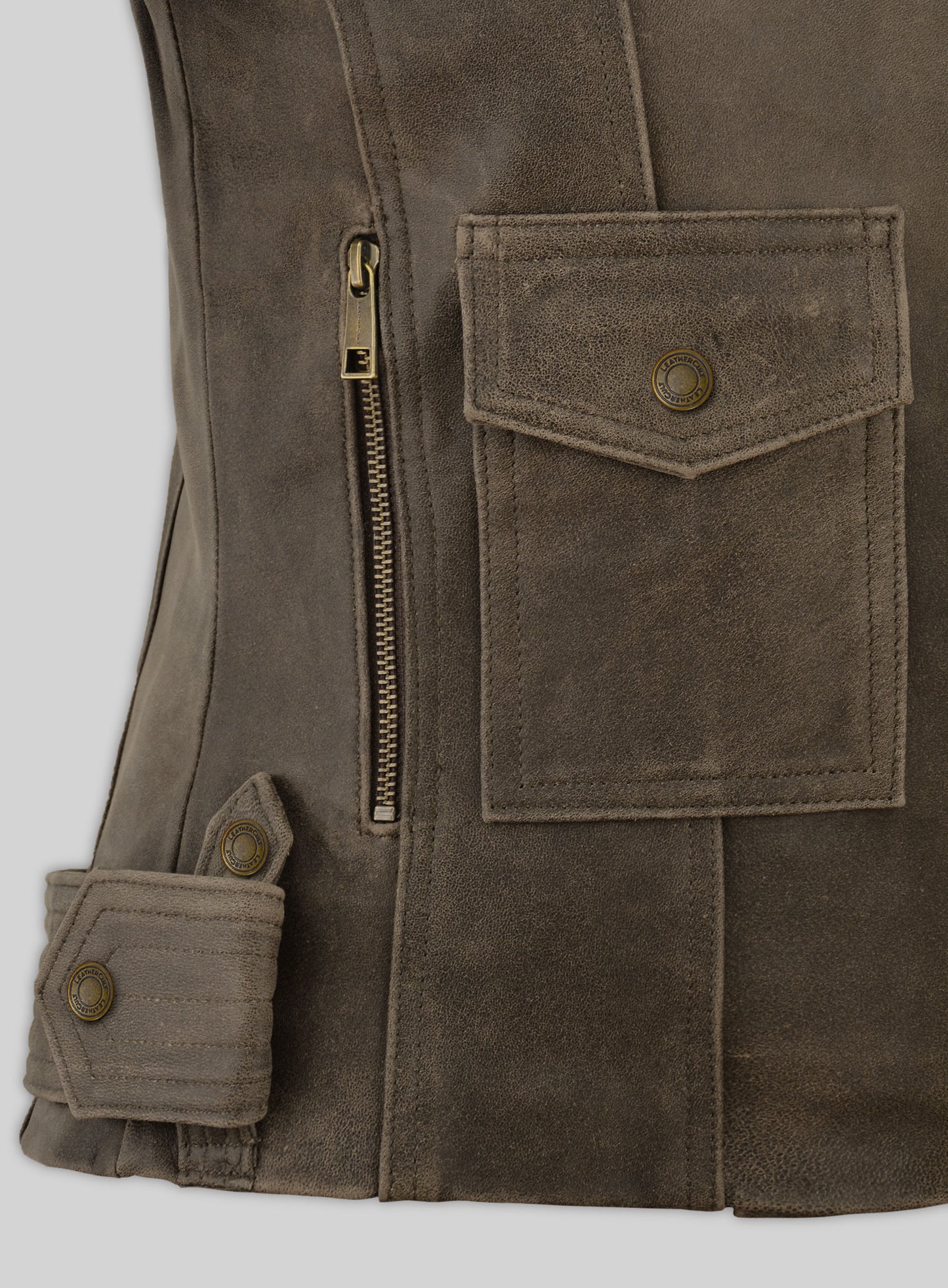 Vintage Gravel Brown Leather Jacket # 263