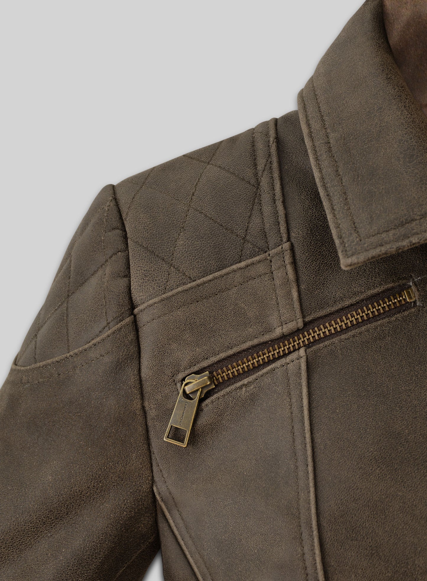 Vintage Gravel Brown Leather Jacket # 263