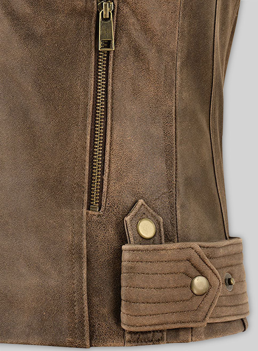 Vintage Gravel Brown Leather Jacket # 263