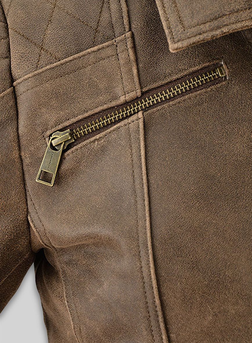 Vintage Gravel Brown Leather Jacket # 263