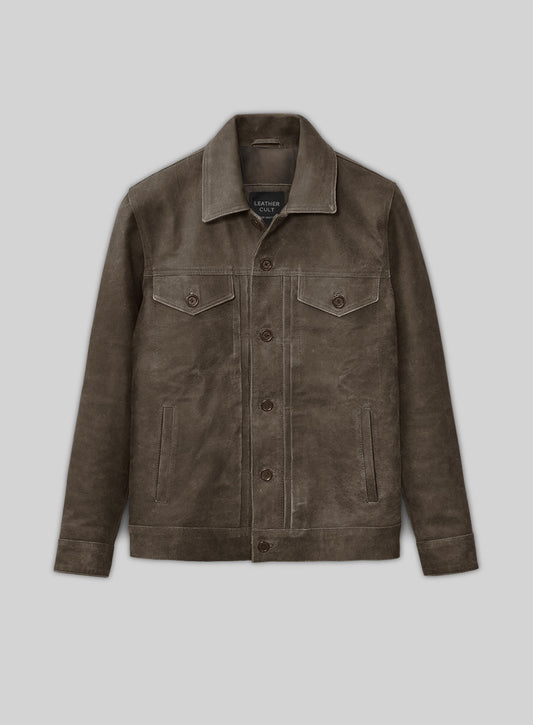 Vintage Gravel Brown Ryan Reynolds Leather Jacket #3