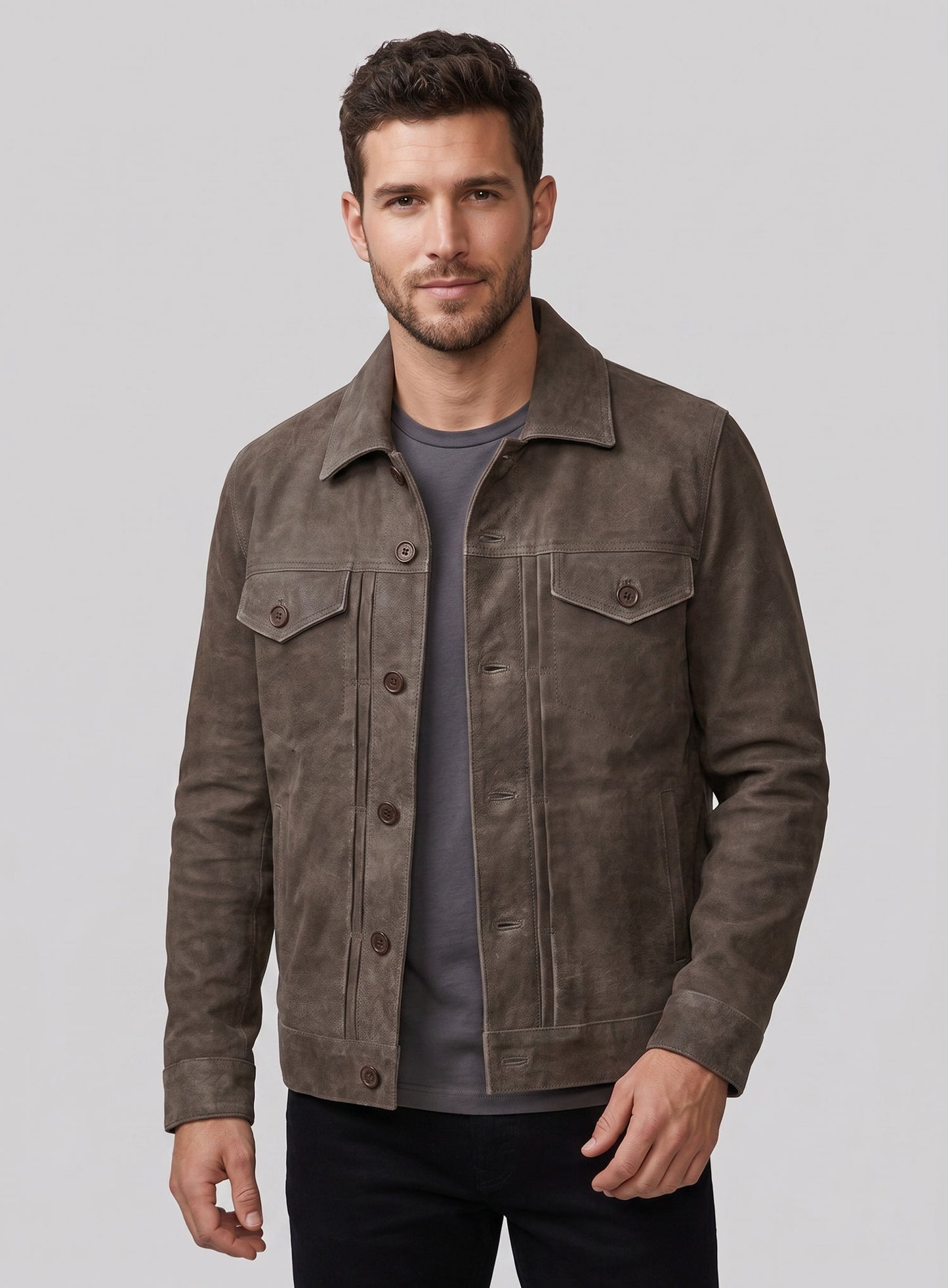 Vintage Gravel Brown Ryan Reynolds Leather Jacket #3